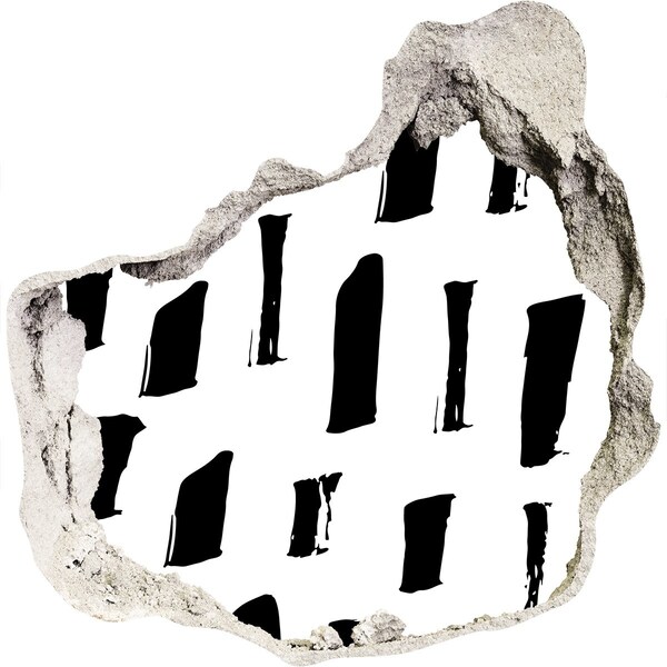 Mauerdurchbruch Aufkleber Eine zerstörte Mauer mit Blick auf die Stadt