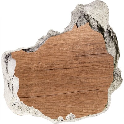 3D Wanddurchbruch Aufkleber Eine beschädigte Wand mit einem Holzbrett