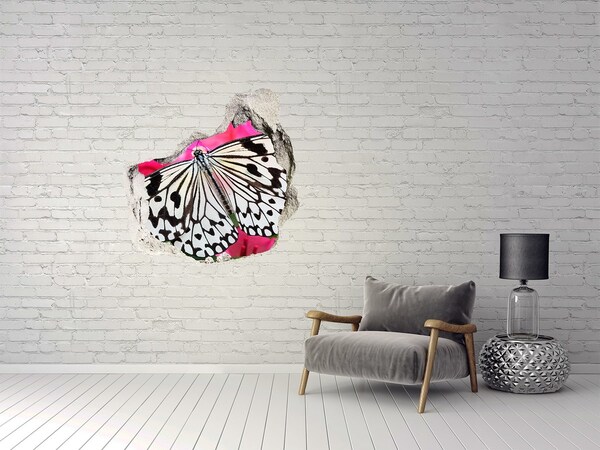 Wandaufkleber Loch 3D Schmetterling in einer zerbrochenen Wand