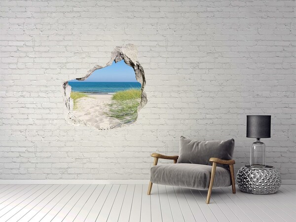 Wandaufkleber Loch 3D Blick auf den Strand