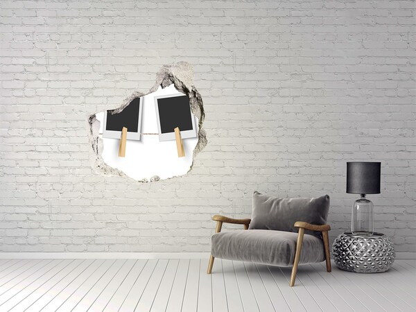 3D Wanddurchbruch Aufkleber Eine beschädigte Wand mit Bilderrahmen