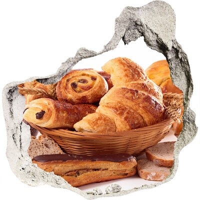 3D Wandtattoos Mauerdurchbruch Köstliche Backwaren im Korb