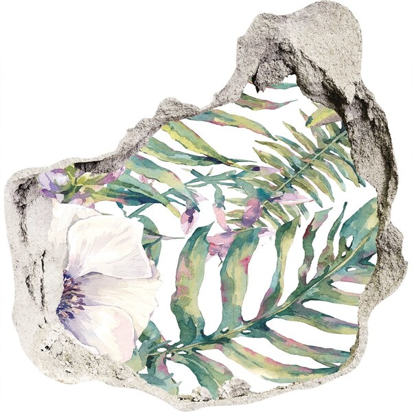 Mauerdurchbruch Aufkleber Tropischer Garten hinter der Mauer