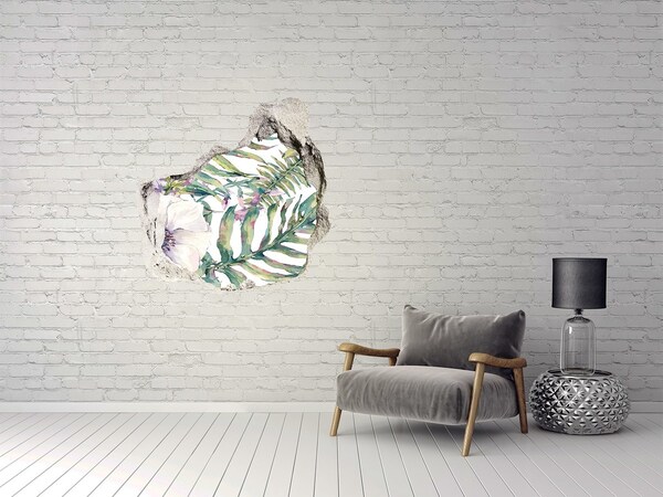 Mauerdurchbruch Aufkleber Tropischer Garten hinter der Mauer