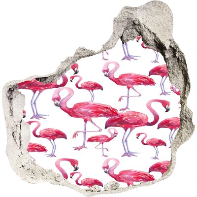 3D Wandtattoos Mauerdurchbruch Rosa Flamingos im tropischen Stil