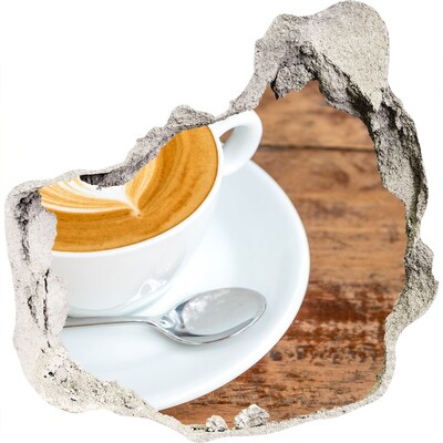 3D Wanddurchbruch Aufkleber Kaffee in einer zerbrochenen Wand