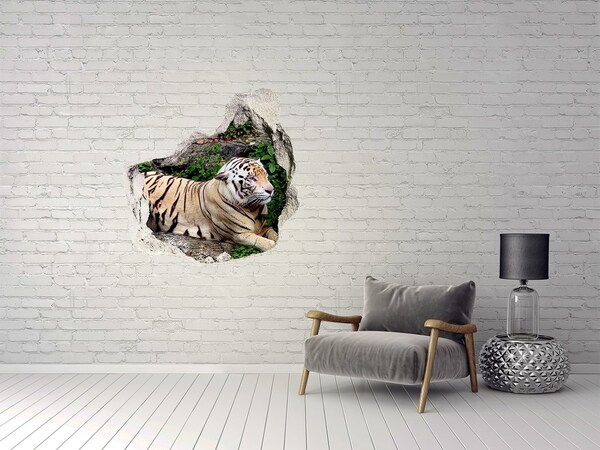 3D Wandtattoos Mauerdurchbruch Tiger in seinem natürlichen Lebensraum
