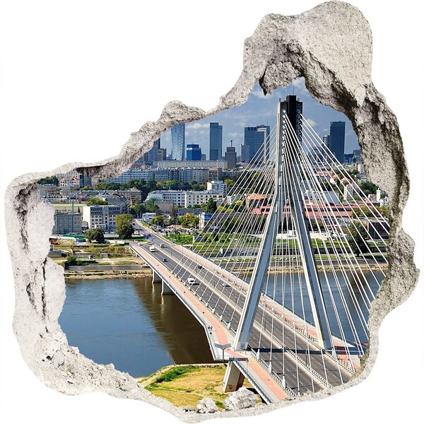 Wandfolien Loch in der Wand Brücke in Warschau