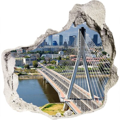 Wandfolien Loch in der Wand Brücke in Warschau