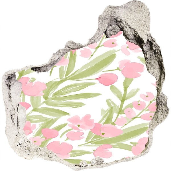 Mauerdurchbruch Aufkleber Loch in der Wand Blumenmotiv