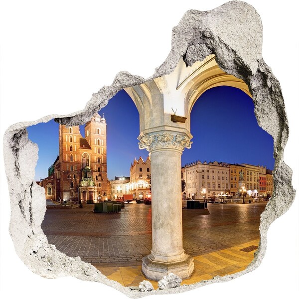 Wandfolien Loch in der Wand Der Krakauer Hauptmarkt bei Nacht