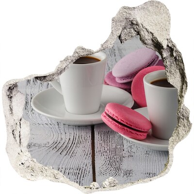 3D Wandtattoos Mauerdurchbruch Kaffeeparadies mit Macarons