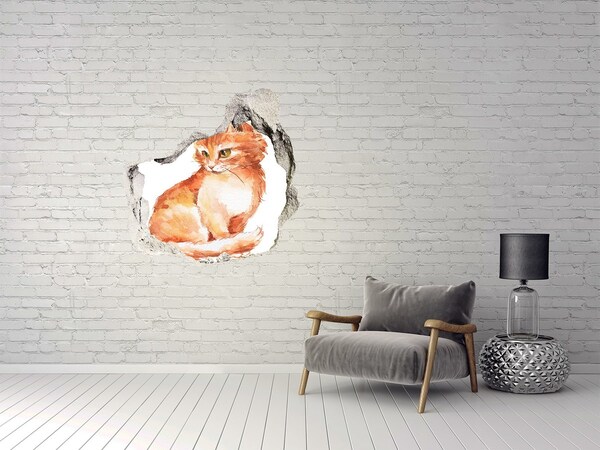 3D Wandtattoos Mauerdurchbruch Katze in einem Loch in der Wand
