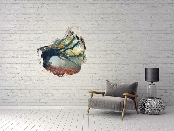 3D Wanddurchbruch Aufkleber Der verwunschene Wald in seinem herbstlichen Gewand