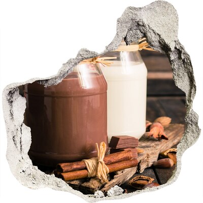 Wandaufkleber Loch 3D Schokoladenköstlichkeiten in natürlicher Umgebung