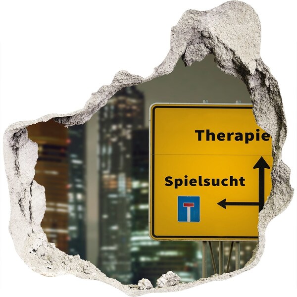 Wandtattoos Loch in der Wand Stadt bei Nacht mit therapeutischer Beschilderung