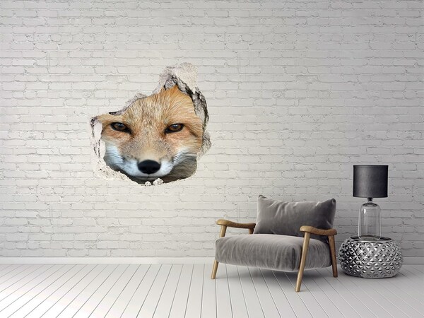 Wandaufkleber Loch 3D Der Fuchs im Loch in der Wand