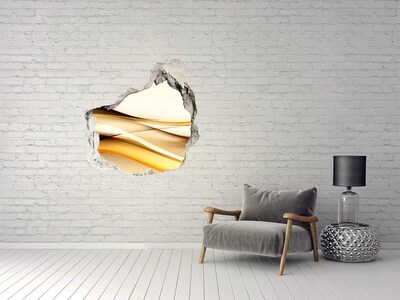 3D Wandtattoos Mauerdurchbruch Goldene Wellen in einem Loch in der Wand