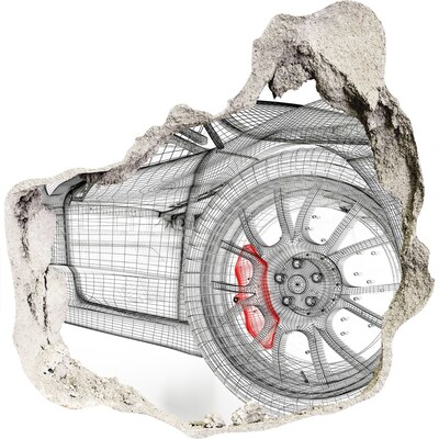 3D Wanddurchbruch Aufkleber Rennwagen mit Loch in der Wand