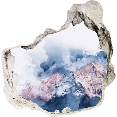 3D Wanddurchbruch Aufkleber Berglandschaft in einem Loch in der Wand