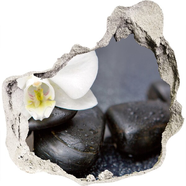 3D Wanddurchbruch Aufkleber Blumen und Steine ​​im Spa