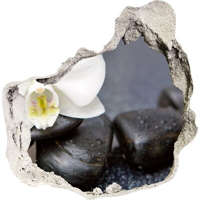 3D Wanddurchbruch Aufkleber Blumen und Steine ​​im Spa