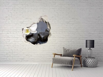 3D Wanddurchbruch Aufkleber Blumen und Steine ​​im Spa