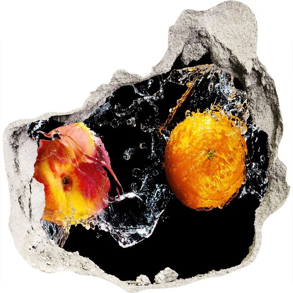 Wandaufkleber Loch 3D Fruchtige Explosion im Wasser