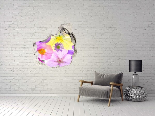3D Wandtattoos Mauerdurchbruch Blumenparadies durch ein Loch in der Wand