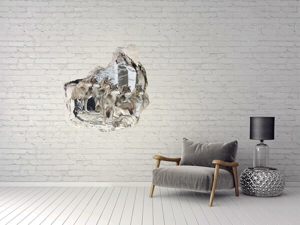 Mauerdurchbruch Aufkleber Wölfe in ihrem natürlichen Lebensraum