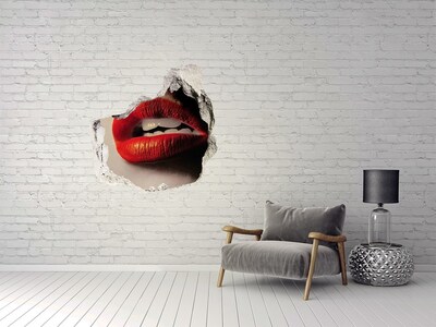 Wandtattoos Loch in der Wand Lippen mit rotem Lippenstift
