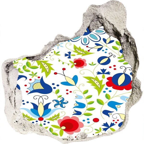 Wandfolien Loch in der Wand Blumenmuster auf Betongrund