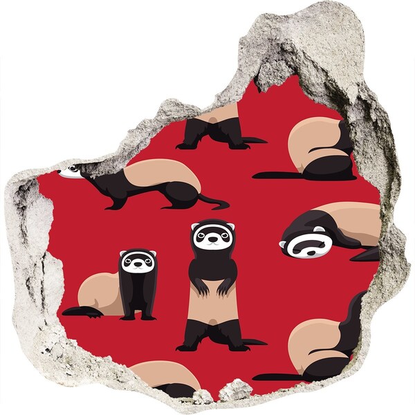 Wandfolien Loch in der Wand Verrückte Frettchen in einem Wandloch