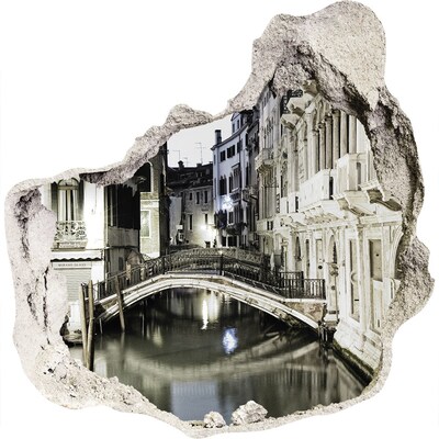 Wandaufkleber Loch 3D Venedig bei Nacht