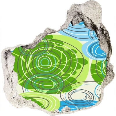 Wandfolien Loch in der Wand Muster in Grün und Blau