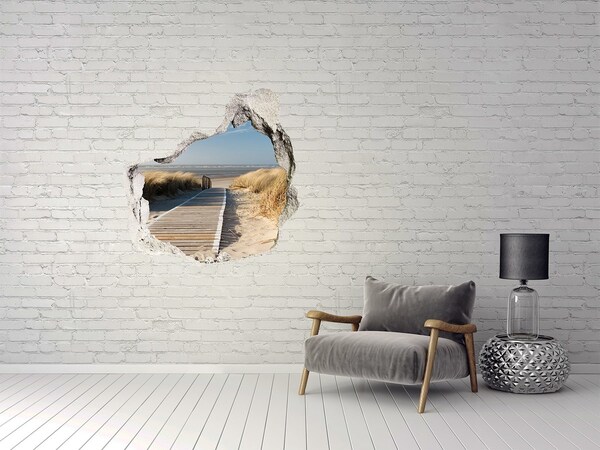 3D Wandtattoos Mauerdurchbruch Wegweiser zum Strand