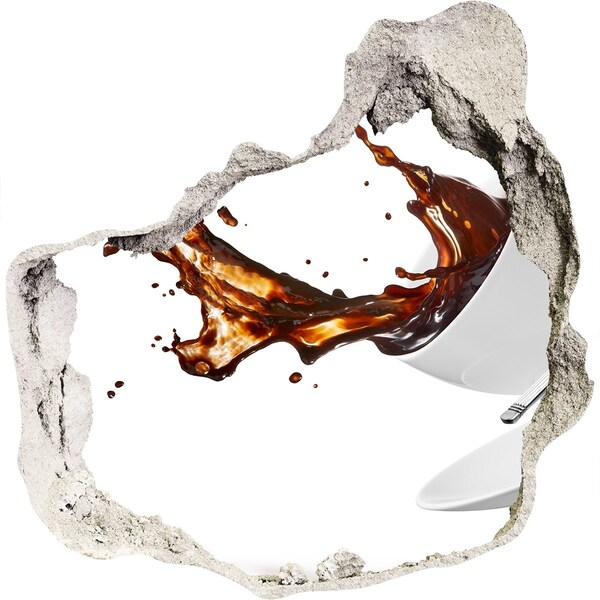 Wandfolien Loch in der Wand Kaffee ergießt sich durch ein Loch in der Wand