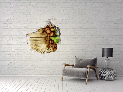Wandaufkleber Loch 3D Kaffee in einem Betonloch