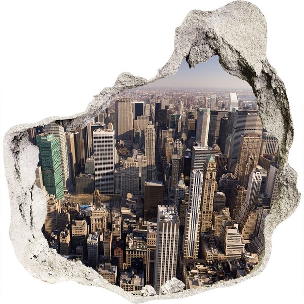 Wandaufkleber Loch 3D Blick auf New York