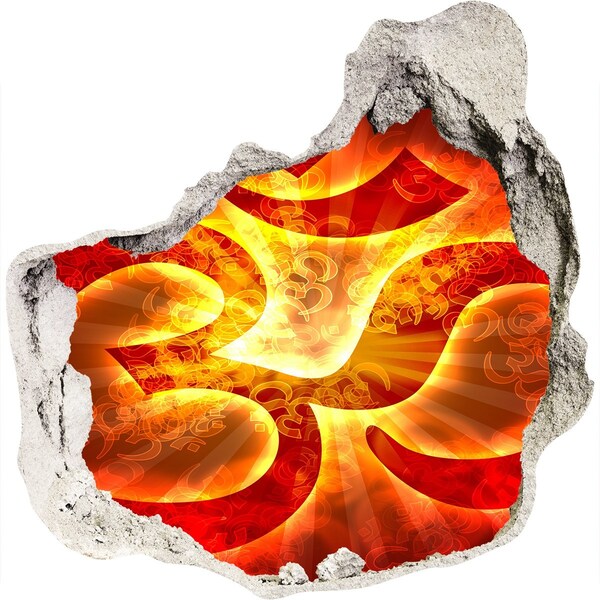 Wandfolien Loch in der Wand Feuer im Herzen der Mauer