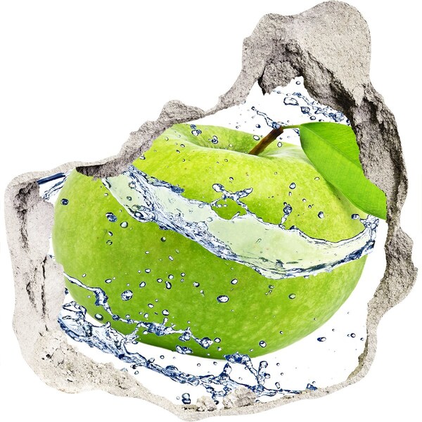 3D Wanddurchbruch Aufkleber Grüner Apfel in Wasser
