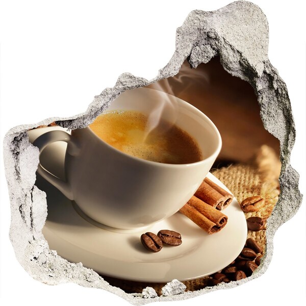 Wandaufkleber Loch 3D Aromatischer Kaffee mit Zimt