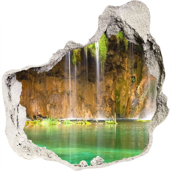 3D Wanddurchbruch Aufkleber Wasserfall in der Höhle