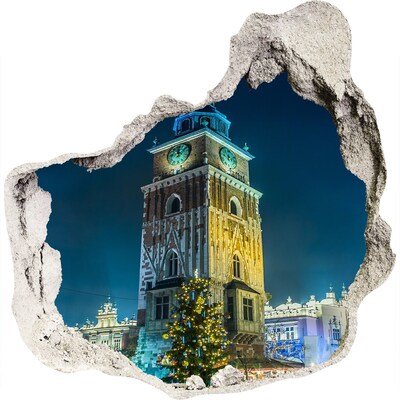 Mauerdurchbruch Aufkleber Uhrturm in Krakau