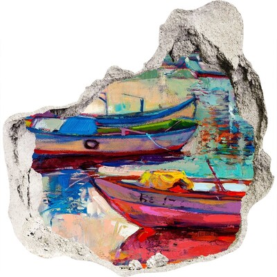 3D Wandtattoos Mauerdurchbruch Malerische Boote auf dem Wasser