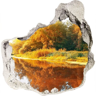 Mauerdurchbruch Aufkleber Herbstlandschaft am Fluss
