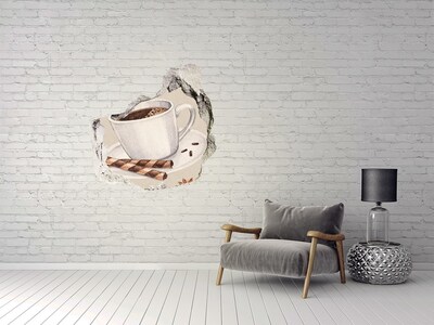 3D Wanddurchbruch Aufkleber Kaffee mit Keksen