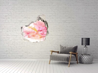 Wandaufkleber Loch 3D Eine Blumenlandschaft hinter einem Loch in der Wand