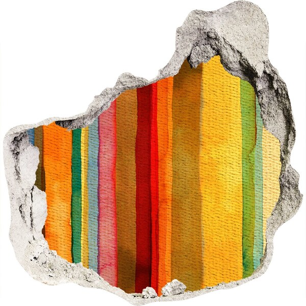 Wandaufkleber Loch 3D Bunte Streifen in einer beschädigten Wand