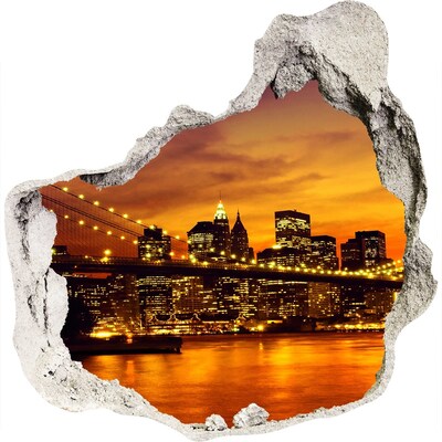 3D Wandtattoos Mauerdurchbruch New Yorker Skyline bei Sonnenuntergang